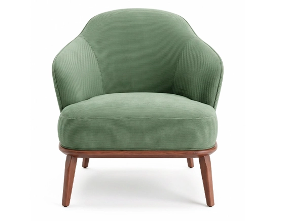 Fauteuil design tissu velours côtelé vert forêt