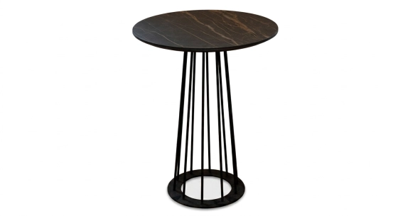 Extensible table for 6 to 8 people in oak and ceramic with ceramic extension with dark stained wood and a slate effect ceramic top and extension. 140x100 cm