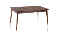 Table salle à manger 6 à 10 personnes en noyer teinte naturelle plateau bois 140x100 cm