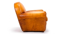 Leather club armchair dark brown studded armrests