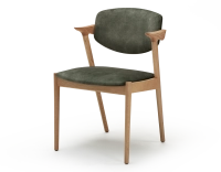 Chaise scandinave bois teinte naturelle assise tissu velours vert forêt Chaise scandinave bois teinte naturelle assise tissu velours vert forêt