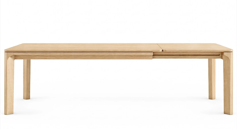 Table extensible 6 à 8 personnes en chêne avec plateau et allonges bois teinte naturelle 140x90 cm