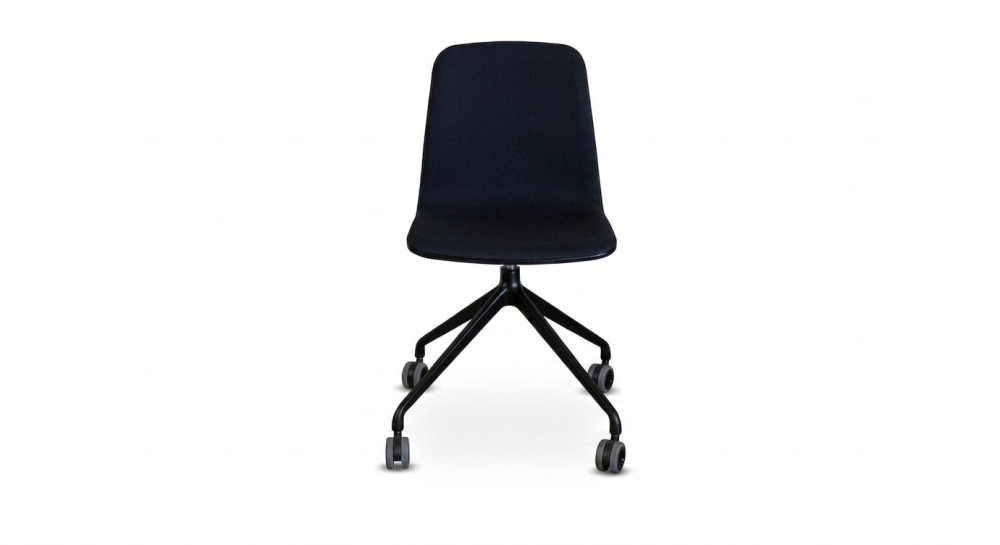 Office chair with 5 branches dossier bois teinte anthracite assise en laine bouillie anthracite