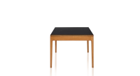 Table extensible 8 à 12 personnes en chêne et céramique allonges céramique avec bois teinte merisier et plateau et allonges céramique noire unie 180x100 cm
