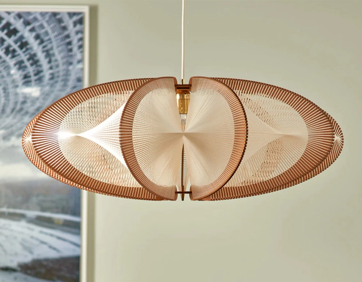 Suspension en bois et fil de coton tressage twist grand modèle Suspension en bois et fil de coton tressage twist grand modèle