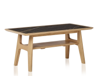Table basse rectangulaire en chêne et céramique avec bois teinte naturelle plateau céramique effet marbre noir 100x50 cm Table basse rectangulaire en chêne et céramique avec bois teinte naturelle plateau céramique effet marbre noir 100x50 cm