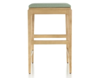 Tabouret de bar design H60 cm bois teinte naturelle assise tissu vert sauge Tabouret de bar design H60 cm bois teinte naturelle assise tissu vert sauge