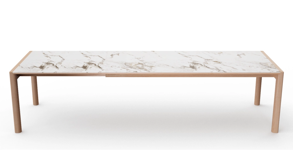 Table extensible 8 à 12 personnes en chêne et céramique allonges céramique bois teinte naturelle et céramique effet marbre blanc m3 180x100 cm Table extensible 8 à 12 personnes en chêne et céramique allonges céramique bois teinte naturelle et céramique effet marbre blanc m3 180x100 cm