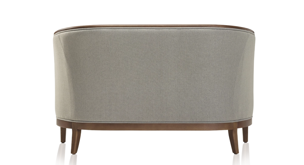 Antique 2 seater sofa walnut-stained wood and light grey fabric Antique 2 seater sofa walnut-stained wood and light grey fabric