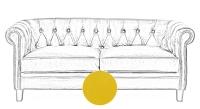2 seater Chesterfield leather sofa yellow studded armrests 2 seater Chesterfield leather sofa yellow studded armrests