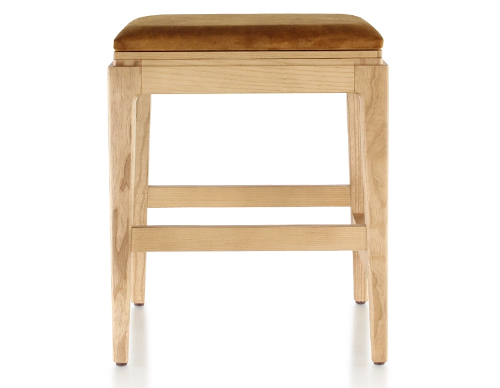 H45 cm design stool wood natural tint seat bronze velvet fabric H45 cm design stool wood natural tint seat bronze velvet fabric