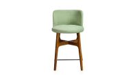 Bar stool h60 cm cherry-stained wood green fabric seat