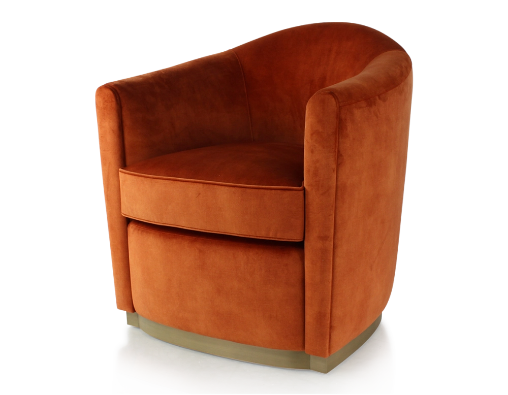 Fauteuil club tissu tissu velours terracotta socle bois effet laiton Fauteuil club tissu tissu velours terracotta socle bois effet laiton