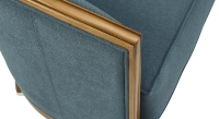Canapé ancien 3 places accoudoirs moulurés bois teinte ancienne et tissu bleu océan Canapé ancien 3 places accoudoirs moulurés bois teinte ancienne et tissu bleu océan