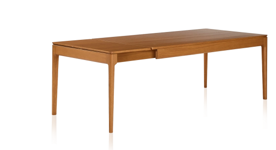 Table extensible en chêne 6 à 10 personnes avec plateau et allonges bois teinte merisier 160x90 cm