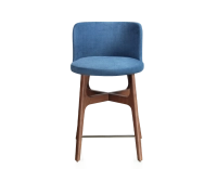 Bar stool h60 cm walnut-stained wood, denim-blue fabric seat Bar stool h60 cm walnut-stained wood, denim-blue fabric seat