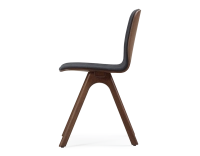 Chaise design en chêne tapissé bois teinte marron foncé assise tissu gris anthracite Chaise design en chêne tapissé bois teinte marron foncé assise tissu gris anthracite