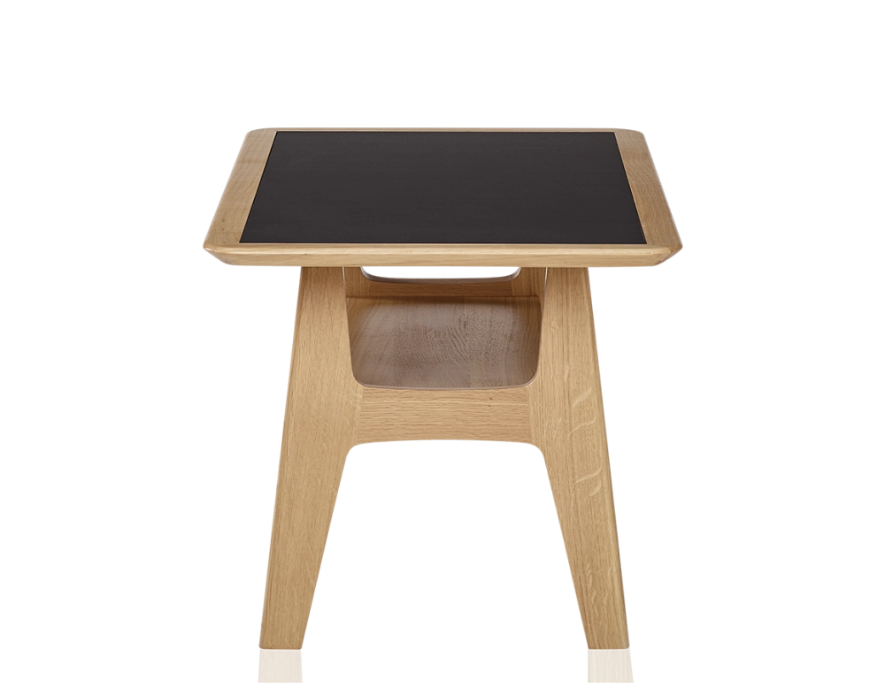 Table basse rectangulaire en chêne et céramique avec bois teinte naturelle plateau céramique noir unie 100x50 cm Table basse rectangulaire en chêne et céramique avec bois teinte naturelle plateau céramique noir unie 100x50 cm