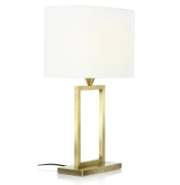 Double gold floor lamp with ivory lampshade Double gold floor lamp with ivory lampshade