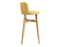 Tabouret de bar h80 cm bois teinte naturelle assise tissu jaune Tabouret de bar h80 cm bois teinte naturelle assise tissu jaune