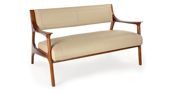 Canapé scandinave cuir 2 places beige