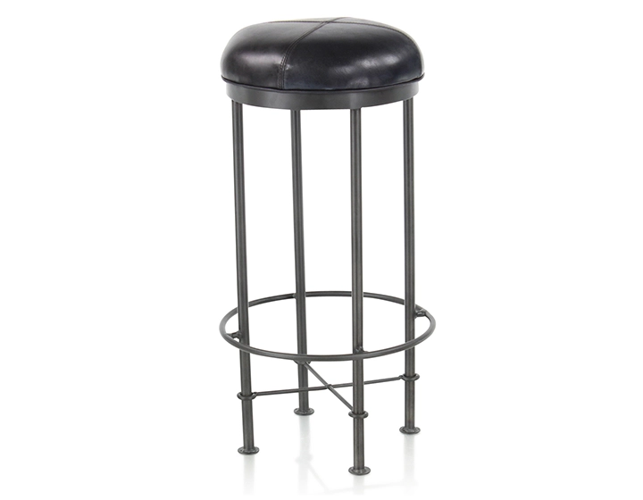 Tabouret de bar vintage cuir noir Tabouret de bar vintage cuir noir
