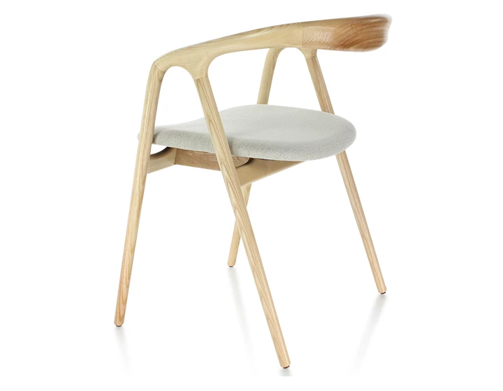 Chaise scandinave bois teinte naturelle assise tissu beige naturel
