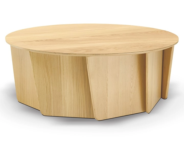 Round oak coffee table natural tint 80 cm Round oak coffee table natural tint 80 cm
