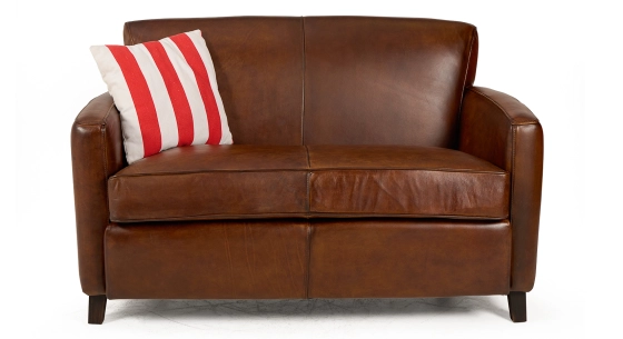 Canapé club cuir 2 places marron vintage