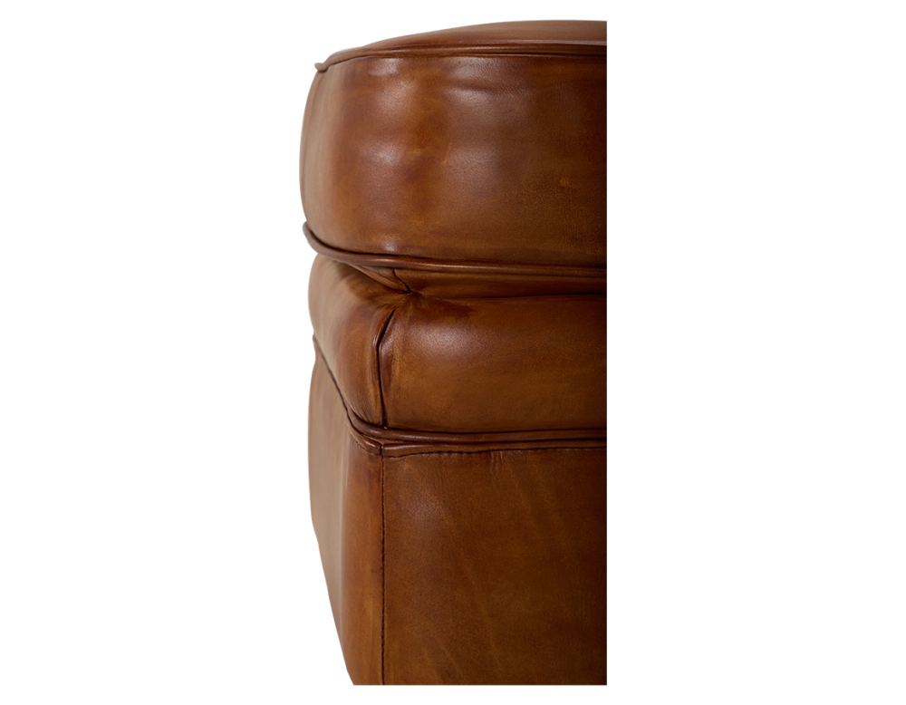 Leather pouffe light brown Leather pouffe light brown