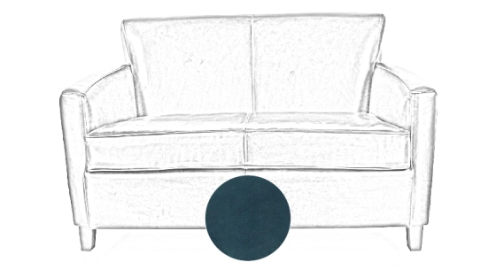 2 seater leather club sofa blue