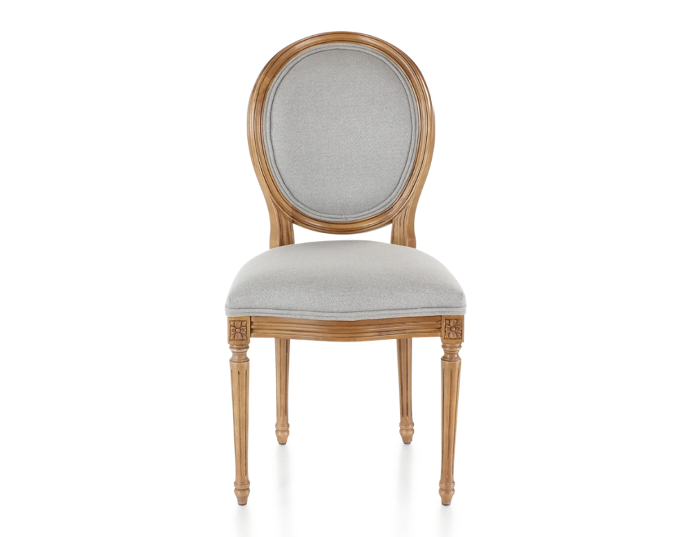 Chaise ancienne style Louis XVI bois teinte ancienne et tissu gris clair Chaise ancienne style Louis XVI bois teinte ancienne et tissu gris clair