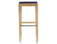 Tabouret de bar design H80 cm bois teinte naturelle assise tissu bleu marine Tabouret de bar design H80 cm bois teinte naturelle assise tissu bleu marine