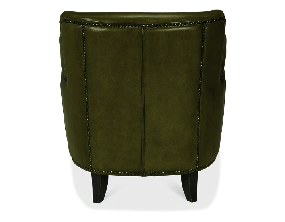 Fauteuil club cuir vert olive accoudoirs cloutés Fauteuil club cuir vert olive accoudoirs cloutés