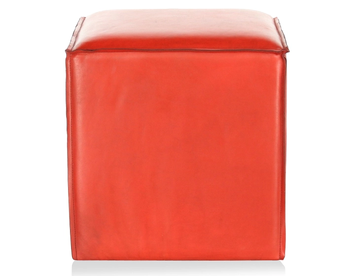 Leather pouffe red Leather pouffe red