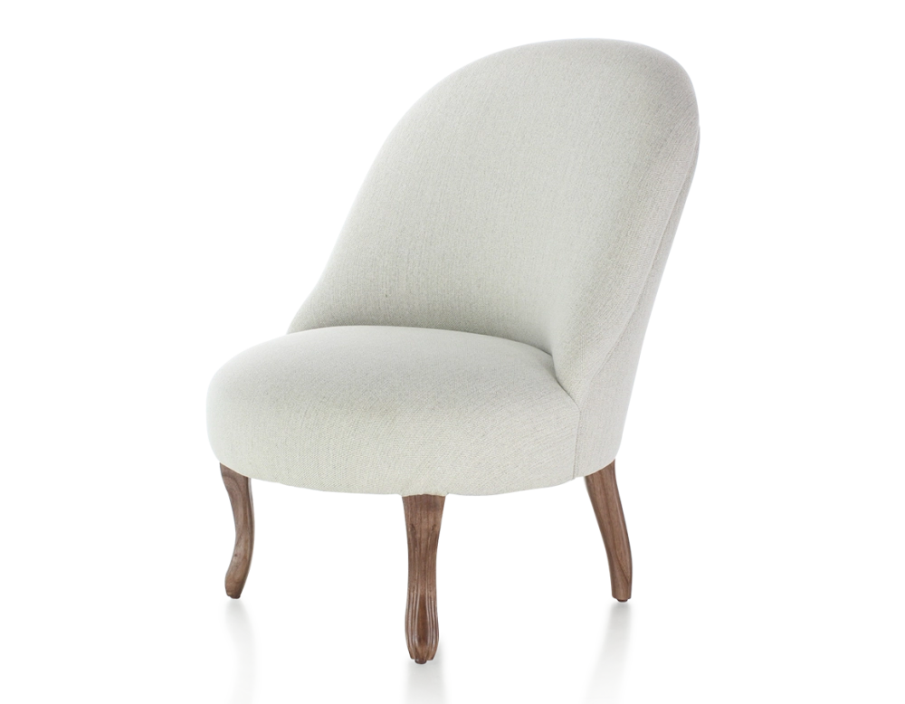 Fauteuil crapaud sans accoudoirs pieds bois teinte noyer et tissu beige naturel Fauteuil crapaud sans accoudoirs pieds bois teinte noyer et tissu beige naturel