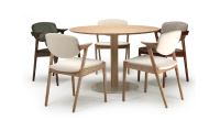 Table salle à manger ronde en chêne 4 à 6 personnes teinte naturelle plateau bois 110x110 Table salle à manger ronde en chêne 4 à 6 personnes teinte naturelle plateau bois 110x110