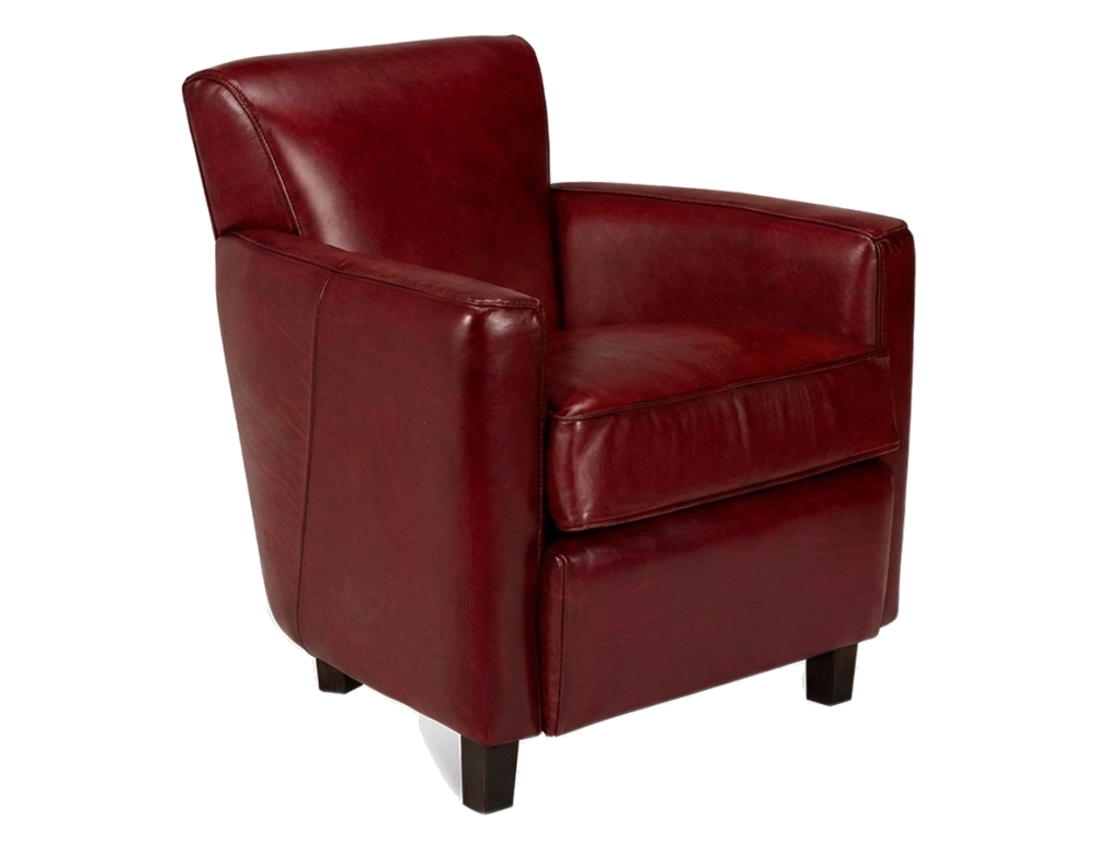 Sillón club de piel rojo carmín
